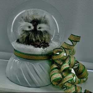 Christmas Glass Owl Snow Globe - A great gift or decoration.